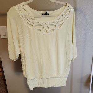 AB Studio Cream Women's Blouse with Cut-Out Neckline